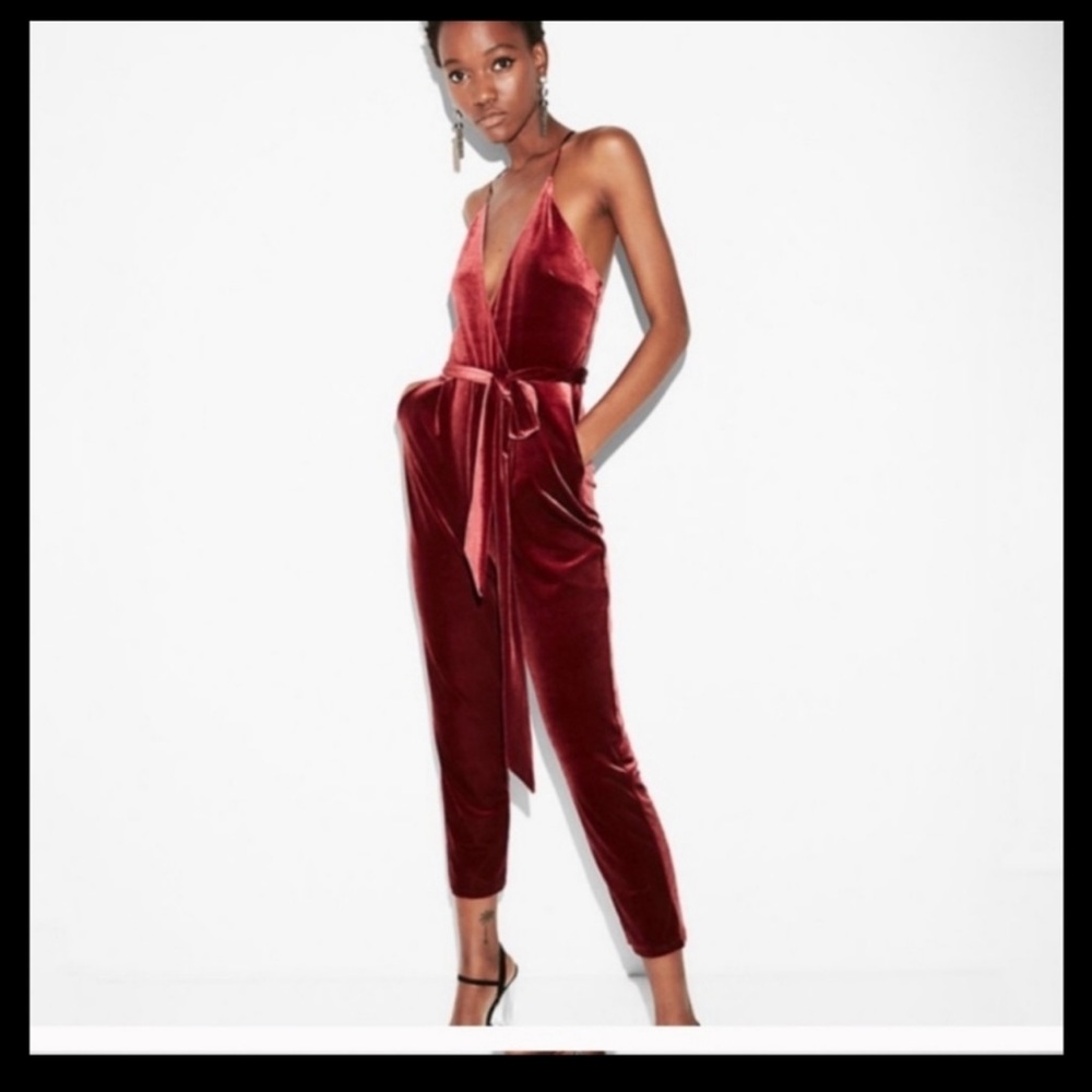 Express size 10 velvet jumpsuit